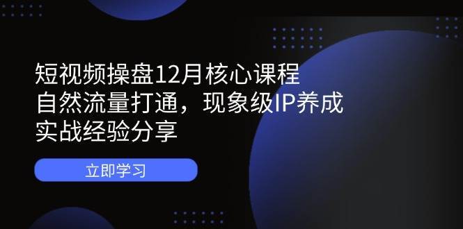 短视频操盘12月核心课程：自然流量打通，现象级IP养成，实战经验分享-悟空知识星球
