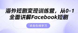 海外短剧变现训练营，从0-1全面讲解Facebook短剧-悟空知识星球