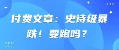 付费文章：史诗级暴跌！要跑吗？-悟空知识星球