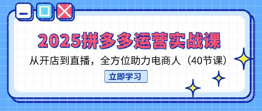 （14259期）2025拼多多运营实战课，从开店到直播，全方位助力电商人（40节课）-悟空知识星球