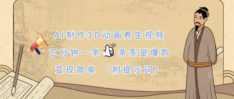 AI制作3D动画养生视频，三分钟一条，条条是爆款，变现简单(附提示词)-悟空知识星球