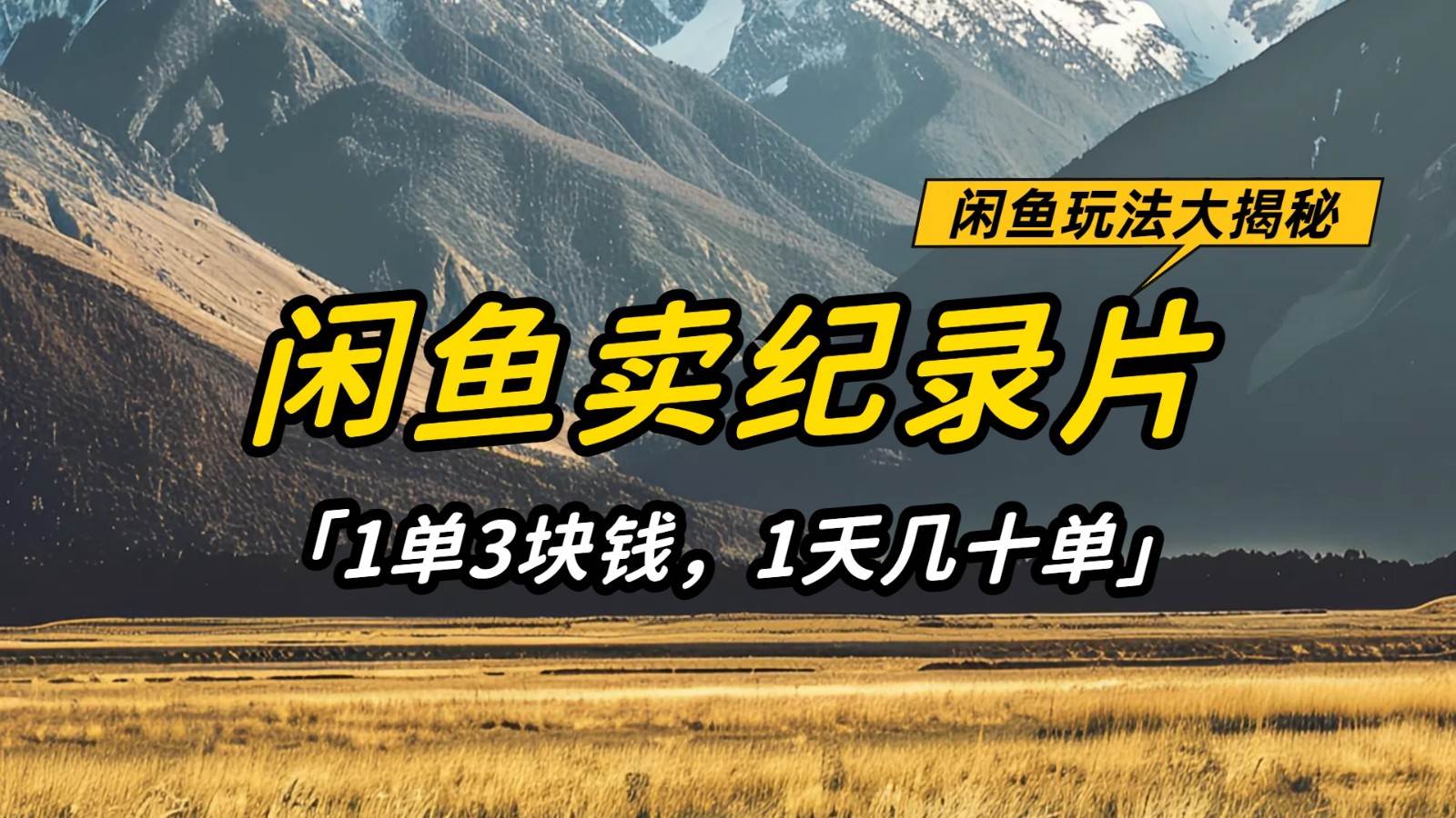 闲鱼卖纪录片，简单又赚钱的小项目，1单3块钱  1天几十单-悟空知识星球
