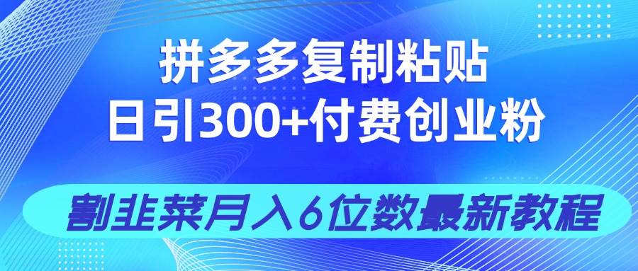 （14232期）拼多多复制粘贴日引300+付费创业粉，割韭菜月入6位数最新教程！-悟空知识星球