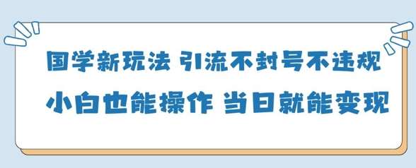 国学新玩法，引流不封号不违规小白也能操作，当日就能变现-悟空知识星球