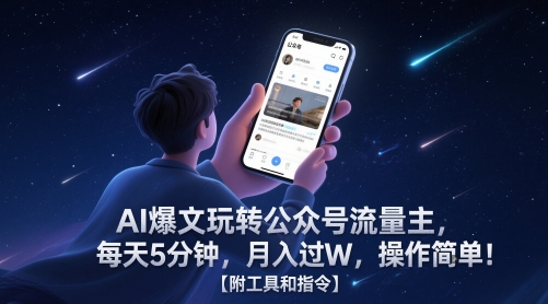 AI爆文玩转公众号流量主，每天5分钟，月入过W，操作简单！【附工具和指令】-悟空知识星球