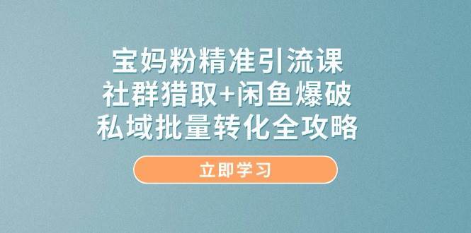 宝妈粉精准引流课，社群猎取+闲鱼爆破，私域批量转化全攻略-悟空知识星球