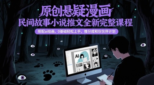 原创悬疑漫画民间故事小说推文全新完整课程， 搭配ai绘画，0基础轻松上手，撸分成和伙伴计划-悟空知识星球