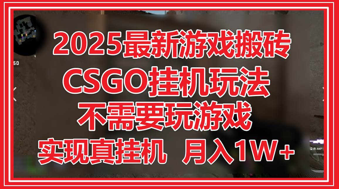 2025最新游戏搬砖，CSGO挂机，不需要玩游戏，实现真挂机，月入1W+-悟空知识星球