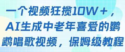 一个视频狂揽10W+点赞，AI生成中老年喜爱的鹦鹉唱歌视频，保姆级教程，轻松挣取创作者分成-悟空知识星球
