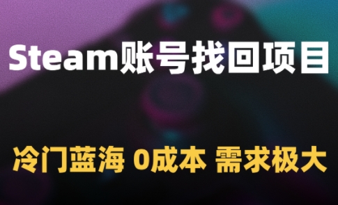 Steam账号找回项目，冷门蓝海，0成本，需求极大-悟空知识星球