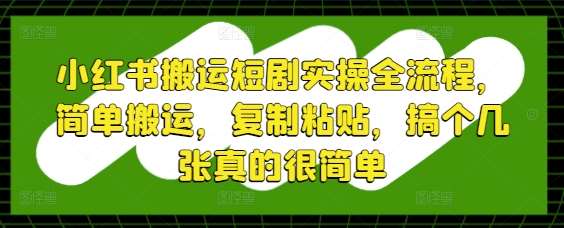 小红书搬运短剧实操全流程,简单搬运,复制粘贴,搞个几张真的很简单-悟空知识星球