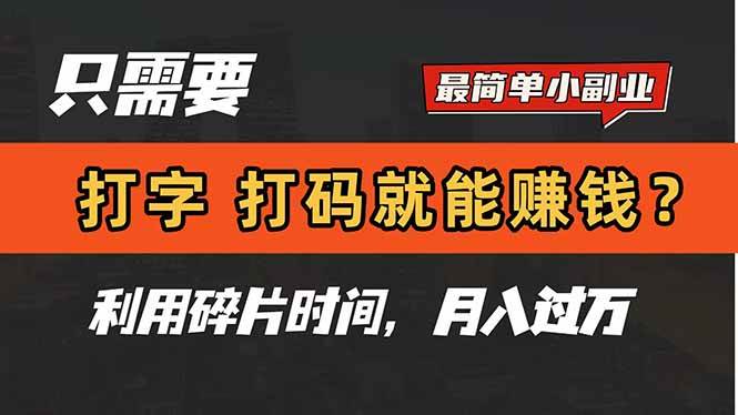 （14673期）只需要打字，打码，就能赚钱？简单的赚钱小副业，利用碎片时间，月入过万-悟空知识星球