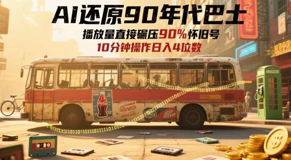 AI还原90年代巴士，一帧就让70后泪崩，播放量直接碾压90%怀旧号，每天操作十分钟，日入四位数-悟空知识星球