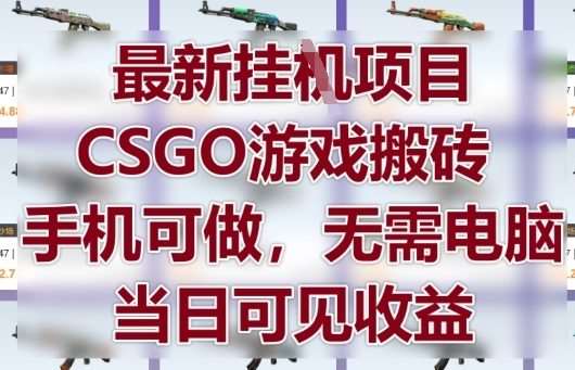 最新挂G项目，CSGO游戏搬砖，手机可做，无需电脑，当日见收益【揭秘】-悟空知识星球