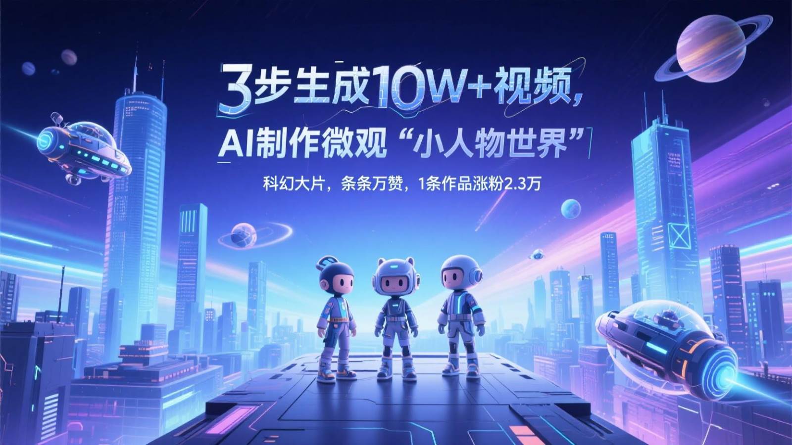 三步生成10W+视频，AI制作微观“小人物世界”科幻大片，条条万赞，1条作品涨粉2.3万-悟空知识星球