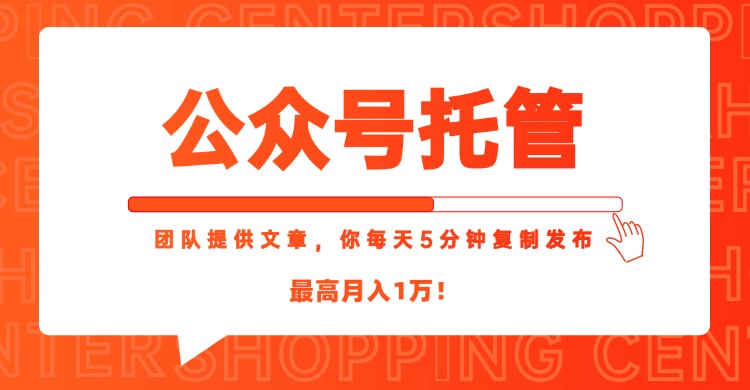 （15109期）【公众号托管 】我提供文章，你每天５分钟复制发布，最高月入1W-悟空知识星球