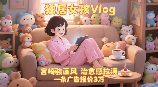 单个账号涨粉71W！用AI制作独居女孩Vlog，宫崎骏画风，治愈感拉满，一条广告报价3W-悟空知识星球