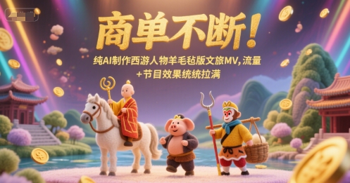 商单不断!纯AI制作西游人物羊毛毡版文旅MV,流量+节目效果统统拉满-悟空知识星球