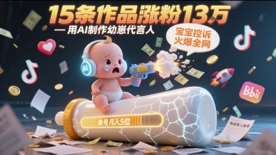 用AI制作幼崽代言人，宝宝的控诉火爆全网，15条作品涨粉13W，单号月入5位数实操教程-悟空知识星球