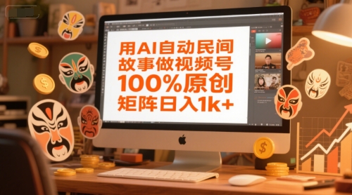 用AI自动民间故事做视频号，100%原创，矩阵日入1k+-悟空知识星球