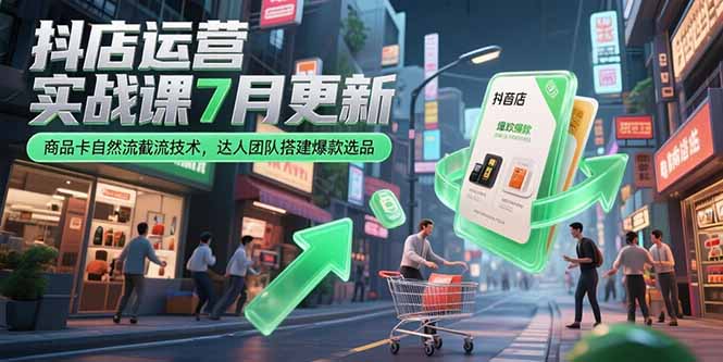 （15329期）抖店运营实战课7月更新，商品卡自然流截流技术，达人团队搭建爆款选品-悟空知识星球