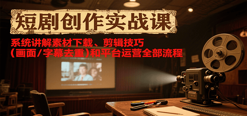 短剧创作实战课，系统讲解素材下载、剪辑技巧（画面/字幕去重）和平台运营全部流程-悟空知识星球