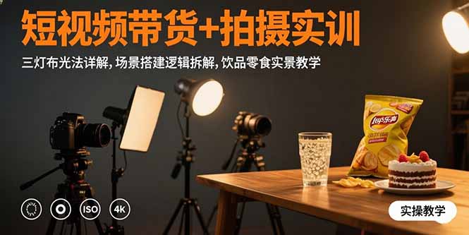 （15540期）短视频带货+拍摄实训：三灯布光法详解,场景搭建逻辑拆解,饮品零食实景教学-悟空知识星球