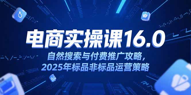 （15262期）淘宝电商运营课16.0，自然搜索与付费推广攻略，2025年标品非标品运营策略-悟空知识星球