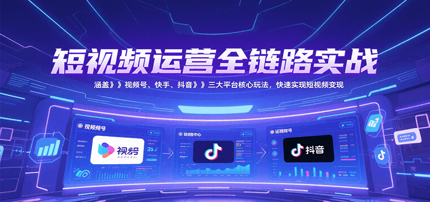 短视频运营全链路实战，涵盖视频号、快手、抖音三大平台核心玩法，快速实现变现！-悟空知识星球