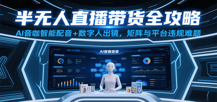 半无人直播带货全攻略：AI音咖智能配音+数字人出镜，解决账号矩阵与平台违规难题-悟空知识星球
