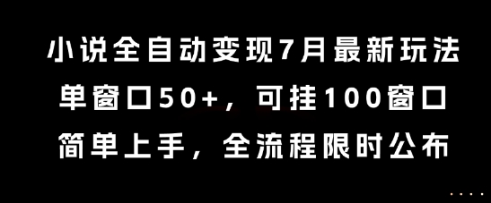 小说全自动变现7月玩法，单窗口50+，可挂100窗口，简单上手，全流程限时公布【揭秘】-悟空知识星球