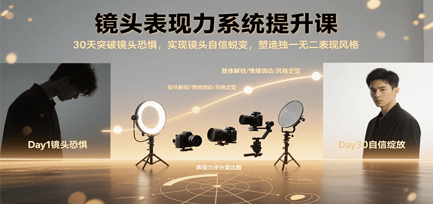 镜头表现力系统提升课，30天突破镜头恐惧实现自信蜕变，塑造独一无二表现风格-悟空知识星球