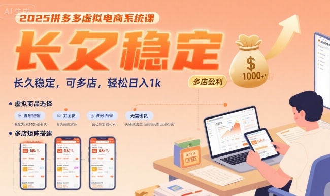 2025拼多多虚拟电商系统课，长久稳定，可多店，轻松日入1k-悟空知识星球