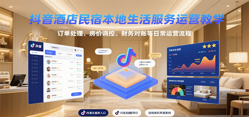 抖音酒店民宿本地生活服务运营教学，订单处理、房价调控、财务对账等日常运营流程-悟空知识星球