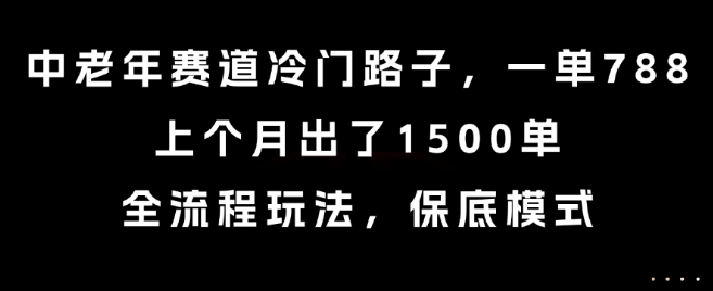 中老年赛道冷门路子，一单788，上个月出了1500单，全流程玩法，保底模式【揭秘】-悟空知识星球