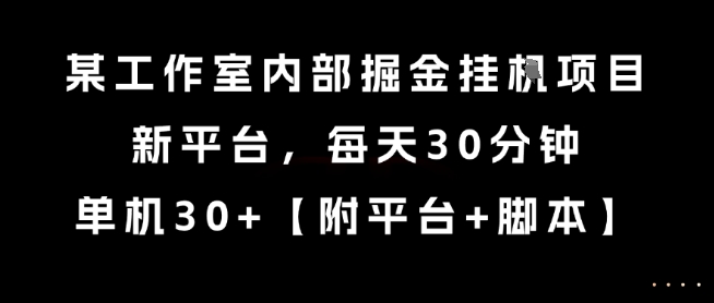 某工作室内部掘金挂G项目,新平台,每天30分钟,单机30+【揭秘】-悟空知识星球