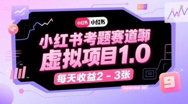 小红书考题赛道虚拟项目1.0，项目操作简单，每天收益2-3张-悟空知识星球