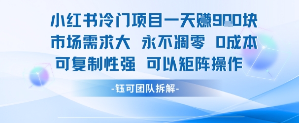 小红书冷门项目一天收益9张，市场需求大，0成本，可复制性强可以矩阵操作-悟空知识星球