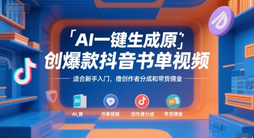 AI一键生成原创爆款抖音书单视频，适合新手入门，撸创作者分成和带货佣金【揭秘】-悟空知识星球