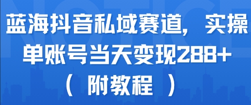 蓝海抖音私域赛道，实操单账号当天变现288+(附教程)-悟空知识星球