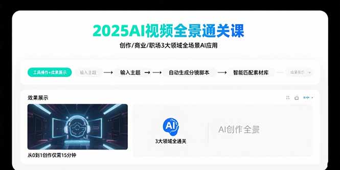 （15762期）2025AI视频全景通关课：涵盖创作/商业/职场3大领域  掌握AI全场景应用-悟空知识星球
