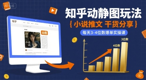 小说推文干货分享之知乎动静图玩法，每天3-4位数爆单实操课-悟空知识星球