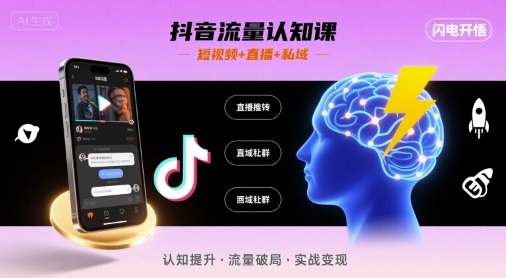 抖音流量认知课，短视频+直播+私域，认知提升，闪电开悟-悟空知识星球