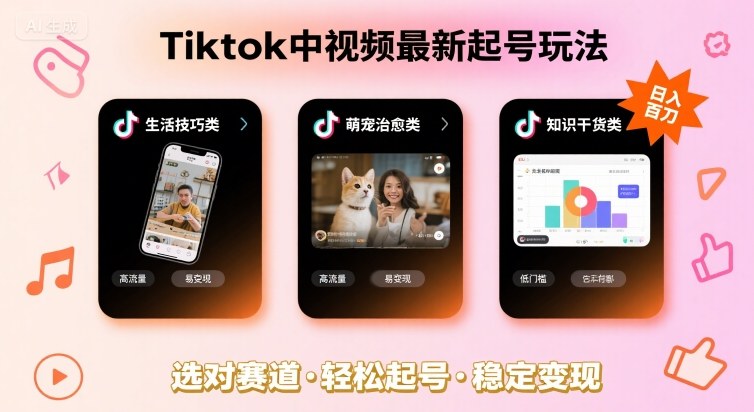 Tiktok中视频最新起号玩法，想要日入百刀，做好这几个赛道就可以了-悟空知识星球