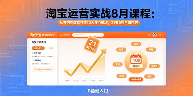 （15849期）淘宝运营实战8月课程：从开店到爆款打造10大核心模块，21天0到月销百万-悟空知识星球