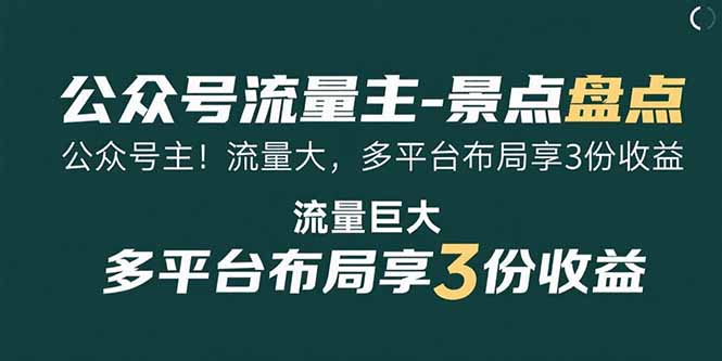 （15553期）公众号流量主-景点盘点 流量巨大 多平台布局享3份收益-悟空知识星球