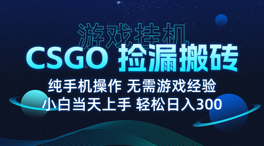 （15820期）8月最新游戏搬砖，CSGO纯挂机，不需要玩游戏，实现真挂机，月入1W+-悟空知识星球