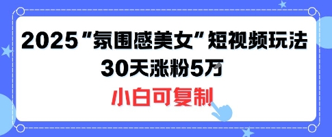 不露脸也能火！2025“氛围感美女”短视频玩法，30天涨粉5W小白可复制-悟空知识星球