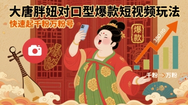 大唐胖妞对口型爆款短视频玩法，快速起千粉万粉号-悟空知识星球
