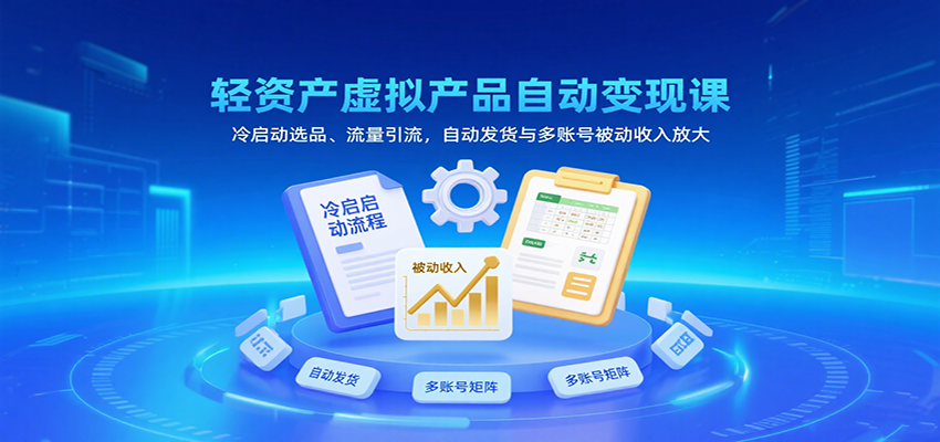 轻资产虚拟产品自动变现课，冷启动选品、流量引流，自动发货与多账号被动收入放大-悟空知识星球